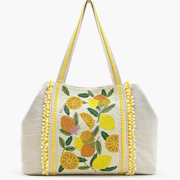 America & Beyond Handbags - America & Beyond Lemon *Make Lemonade *Hand Beaded Large Tote/Beach/Travel Bag